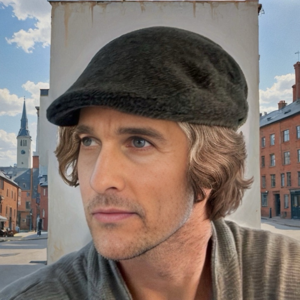 ❤️5 for $25❤️ - Capello flat cap - wool mix - dark grey houndstooth - as new